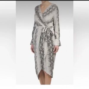 Elegant Snake Print Midi Dress